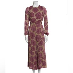 Reformation Mauve and Beige Floral Jumpsuit